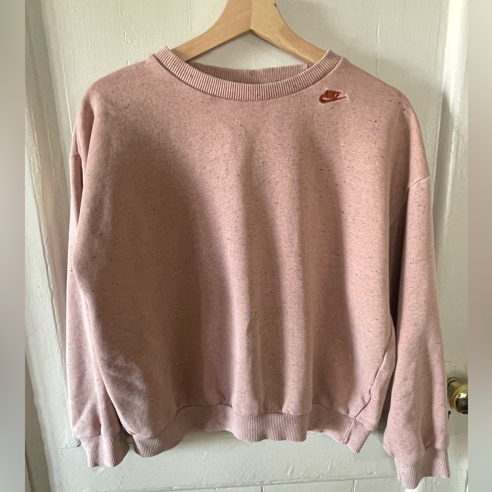 Nike Sweatshirt Womens Large Pink Confetti Sporty Athleisure Embroidered Logo